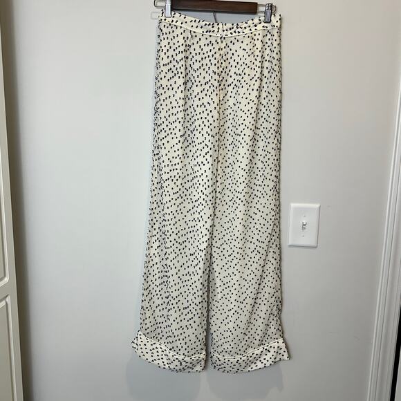 House of Harlow 1960 x Revolve White & Blue Chiffon Wide Leg Ankle Cuff Pant S - Picture 7 of 15